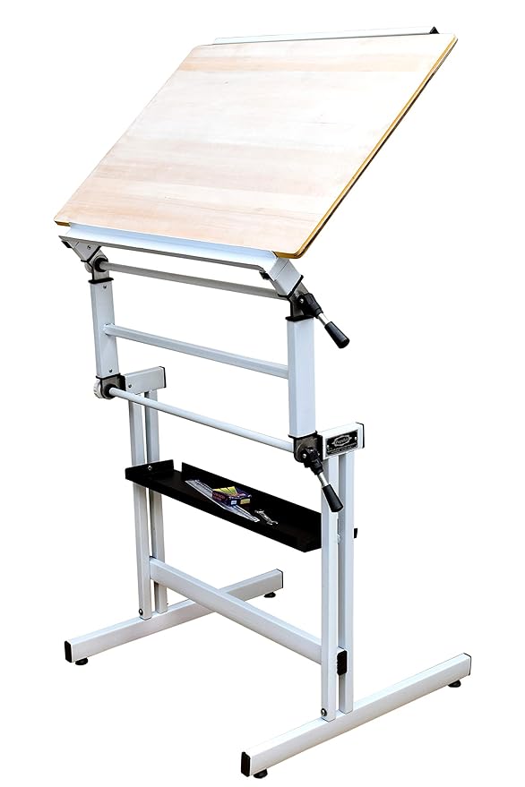 Natural Wood Powder Coated Finish Drawing Board with Stand for Engineering Drawing , Architect, Artists, Interior Designer - 23x32 inch (Royal Black and Snow White )